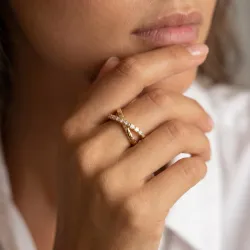 Bague Croisée Baguettes en Or 18K ou Platine | Celinni