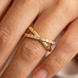 Bague Croisée Baguettes en Or 18K ou Platine | Celinni