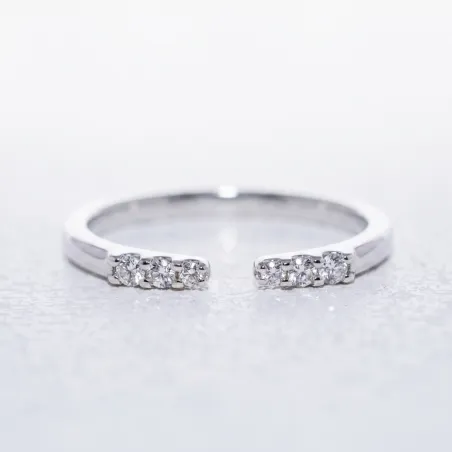Open Diamond Band Ring with Six Diamonds in 18K Gold or Platinum