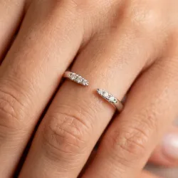 Bague Jonc Ouvert Six Diamants en Or 18K ou Platine