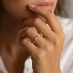 Bague Jonc Tressé Diamants en Or 18K ou Platine | Celinni