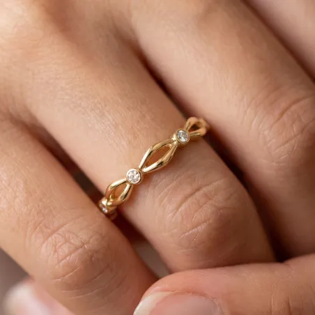 Bague Jonc Tressé Diamants en Or 18K ou Platine