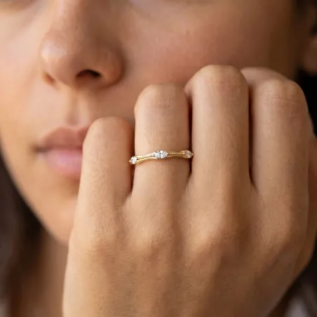 Bague Semée de Navettes en Or 18K ou Platine