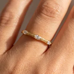 Bague Semée de Navettes en Or 18K ou Platine | Celinni