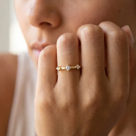 Bague Trilogie Diamants Espacés en Or 18K ou Platine