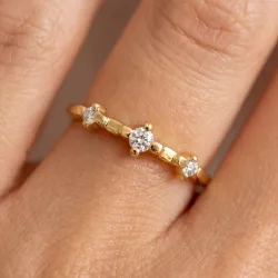 Bague Trilogie Diamants Espacés en Or 18K ou Platine
