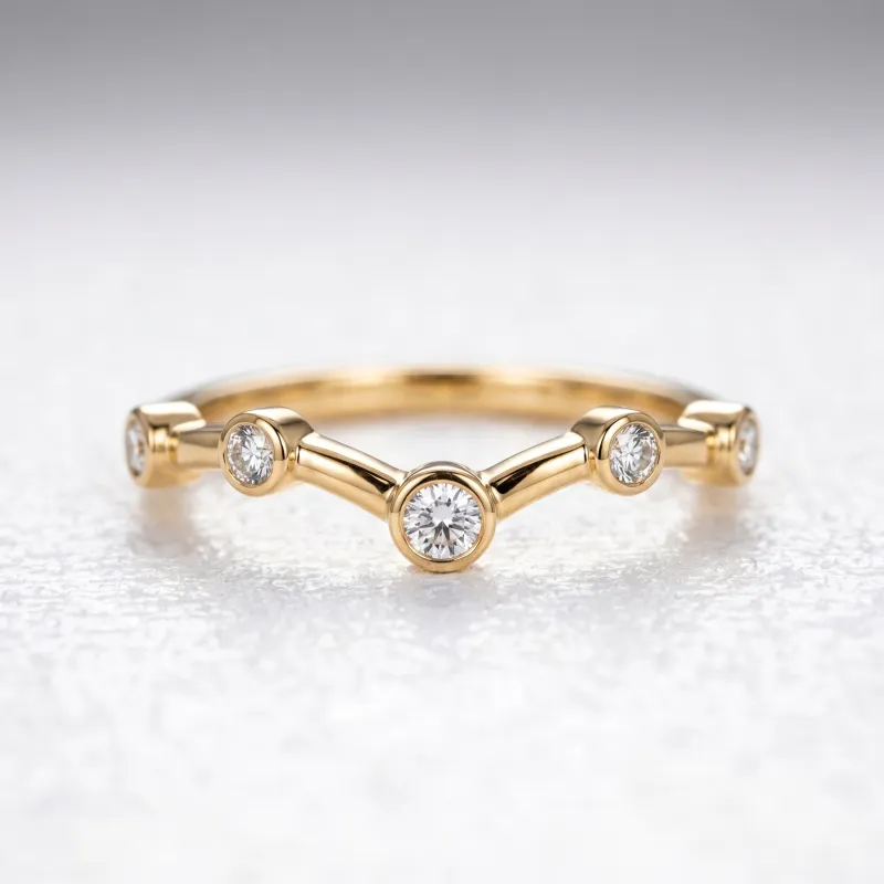 Bague Chevron Diamants Espacés en Or 18K ou Platine