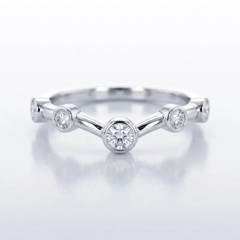 Bague Chevron Diamants Espac&eacute;s en Or 18K ou Platine