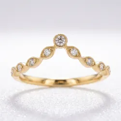 Marquise Kroonring met Milgrain in 18K Goud of Platina