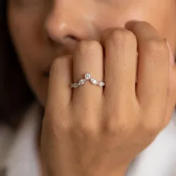 Bague Couronne Marquise Grènetée en Or 18K ou Platine