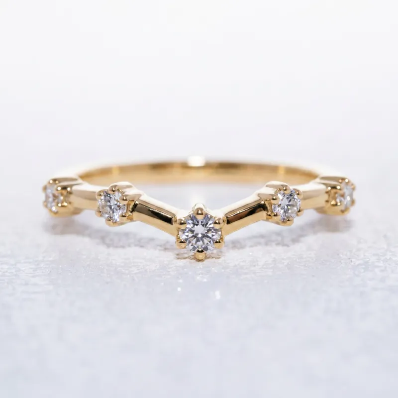 Bague Chevron Diamants Griffes en Or 18K ou Platine