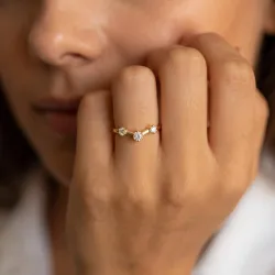 Bague Chevron Diamants Griffes en Or 18K ou Platine