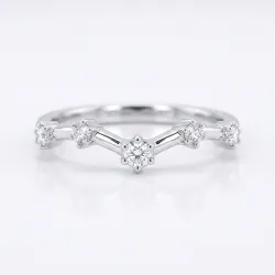 Bague Chevron Diamants Griffes en Or 18K ou Platine