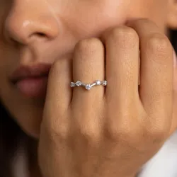 Bague Chevron Diamants Griffes en Or 18K ou Platine