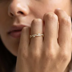Bague Croisée Volutes Pavées en Or 18K ou Platine | Celinni