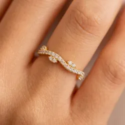 Bague Croisée Volutes Pavées en Or 18K ou Platine | Celinni