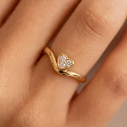 Bague Cœur Pavé en Or 18K ou Platine | Bagues Celinni