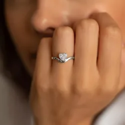 Bague Cœur Pavé en Or 18K ou Platine | Bagues Celinni
