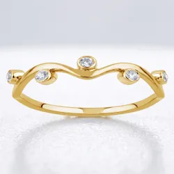 Bague Jonc Vague Sem&eacute; de Diamants en Or 18K ou Platine