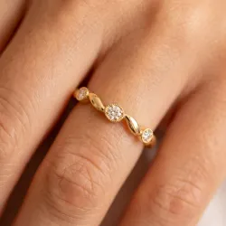 Bague Jonc Milgrain Navette en Or 18K ou Platine | Celinni