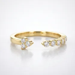 Bague Jonc Ouvert Trio Ligne en Or 18K ou Platine | Celinni