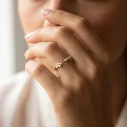 Bague Jonc Ouvert Trio Ligne en Or 18K ou Platine | Celinni