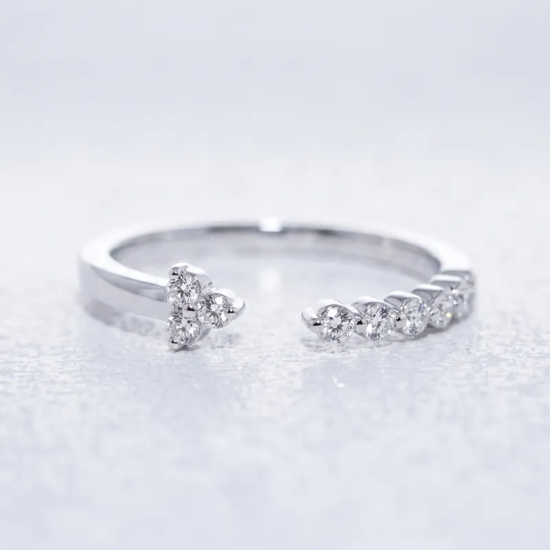 Bague Jonc Ouvert Trio Ligne en Or 18K ou Platine | Celinni