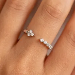 Bague Jonc Ouvert Trio Ligne en Or 18K ou Platine | Celinni