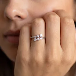 Bague Jonc Ouvert Diamants Sertis Clos en Or 18K ou Platine