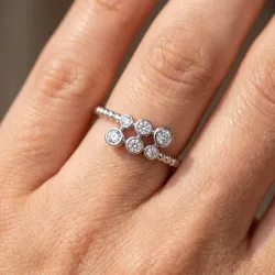 Bague Jonc Ouvert Diamants Sertis Clos en Or 18K ou Platine