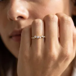 Bague Demi-couronne Diamants en Or 18K ou Platine | Celinni