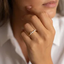 Bague Demi-couronne Diamants en Or 18K ou Platine | Celinni