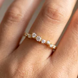 Bague Demi-couronne Diamants en Or 18K ou Platine | Celinni