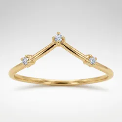 Kroon Ring met Gespreide Diamanten in 18K Goud of Platina