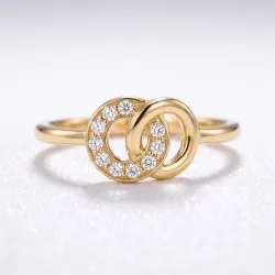 Bague Cercles Entrelacés Pavés en Or 18K ou Platine