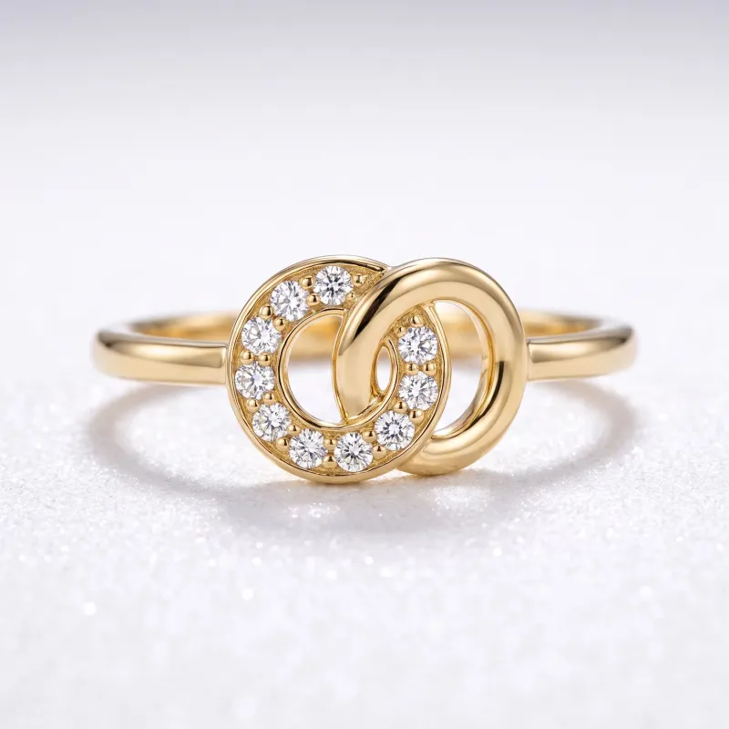 Bague Cercles Entrelacés Pavés en Or 18K ou Platine