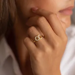 Bague Cercles Entrelacés Pavés en Or 18K ou Platine