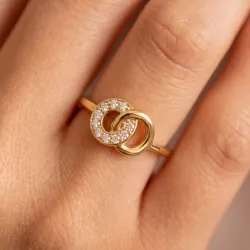 Bague Cercles Entrelacés Pavés en Or 18K ou Platine