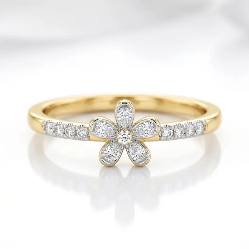 Bague Fleur Pavée Or en Or 18K ou Platine