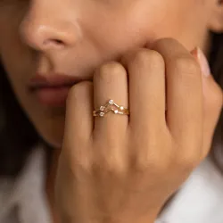 Bague Couronne Tiare Pavée en Or 18K ou Platine | Celinni