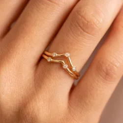 Bague Couronne Tiare Pavée en Or 18K ou Platine | Celinni