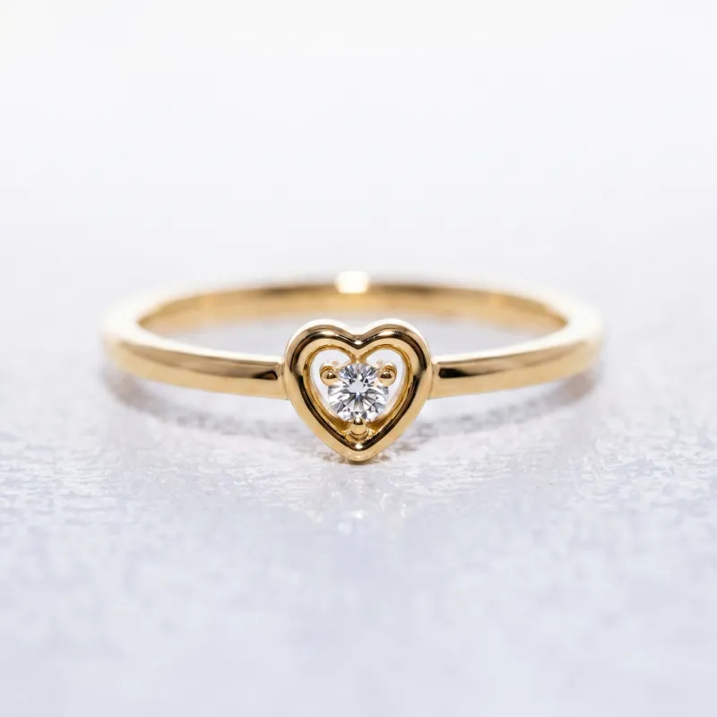 Heart Diamond Ring with Center Diamond in 18K Gold or Platinum