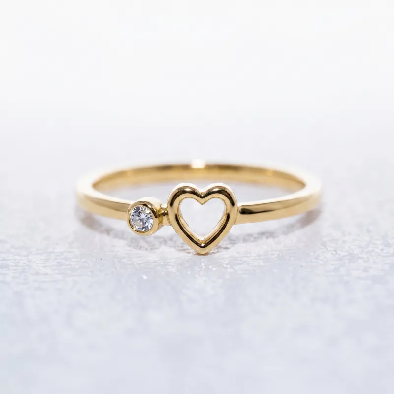 Bague Cœur Ajouré Diamant en Or 18K ou Platine