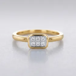 Bague Pav&eacute; Rectangle Diamants en Or 18K ou Platine | Celinni