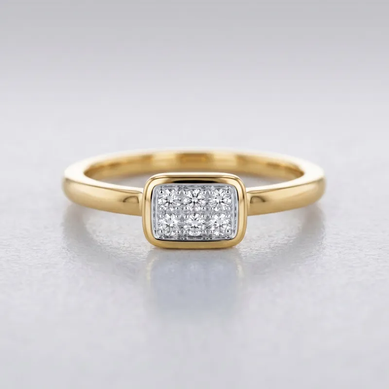 Bague Pavé Rectangle Diamants en Or 18K ou Platine