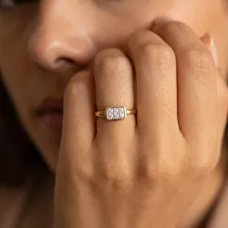 Bague Pav&eacute; Rectangle Diamants en Or 18K ou Platine | Celinni