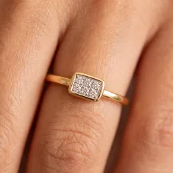 Bague Pav&eacute; Rectangle Diamants en Or 18K ou Platine | Celinni