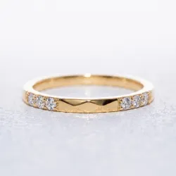 Bague Jonc Pavé Barrettes en Or 18K ou Platine | Celinni