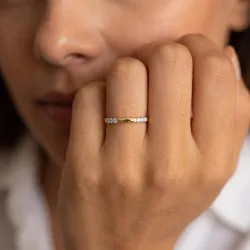 Bague Jonc Pav&eacute; Barrettes en Or 18K ou Platine | Celinni