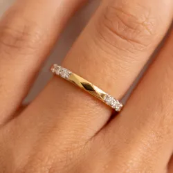 Bague Jonc Pav&eacute; Barrettes en Or 18K ou Platine | Celinni